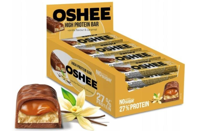 OSHEE Vanilla & Caramel Protein Bars 12 x 49g