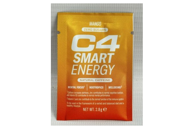 C4 Smart Energy | 20 Nootropic Powder Sachets with Brainberry, L Tyrosine + Natural Caffeine | Promotes Sharp Mental Focus + Wellbeing | Low Calorie Sugar Free Energy Drink | Focus Supplement | Mango