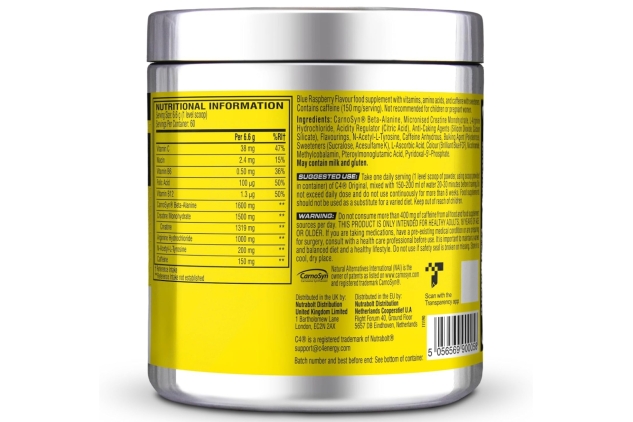 C4 Original Pre-Workout Food Supplement Icy Blue Raspberry 60 Servings