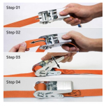 Tie Down Hook Ratchet Strap & Lashing 4M Long 25mm Wide 400kg Capacity 4 Pack