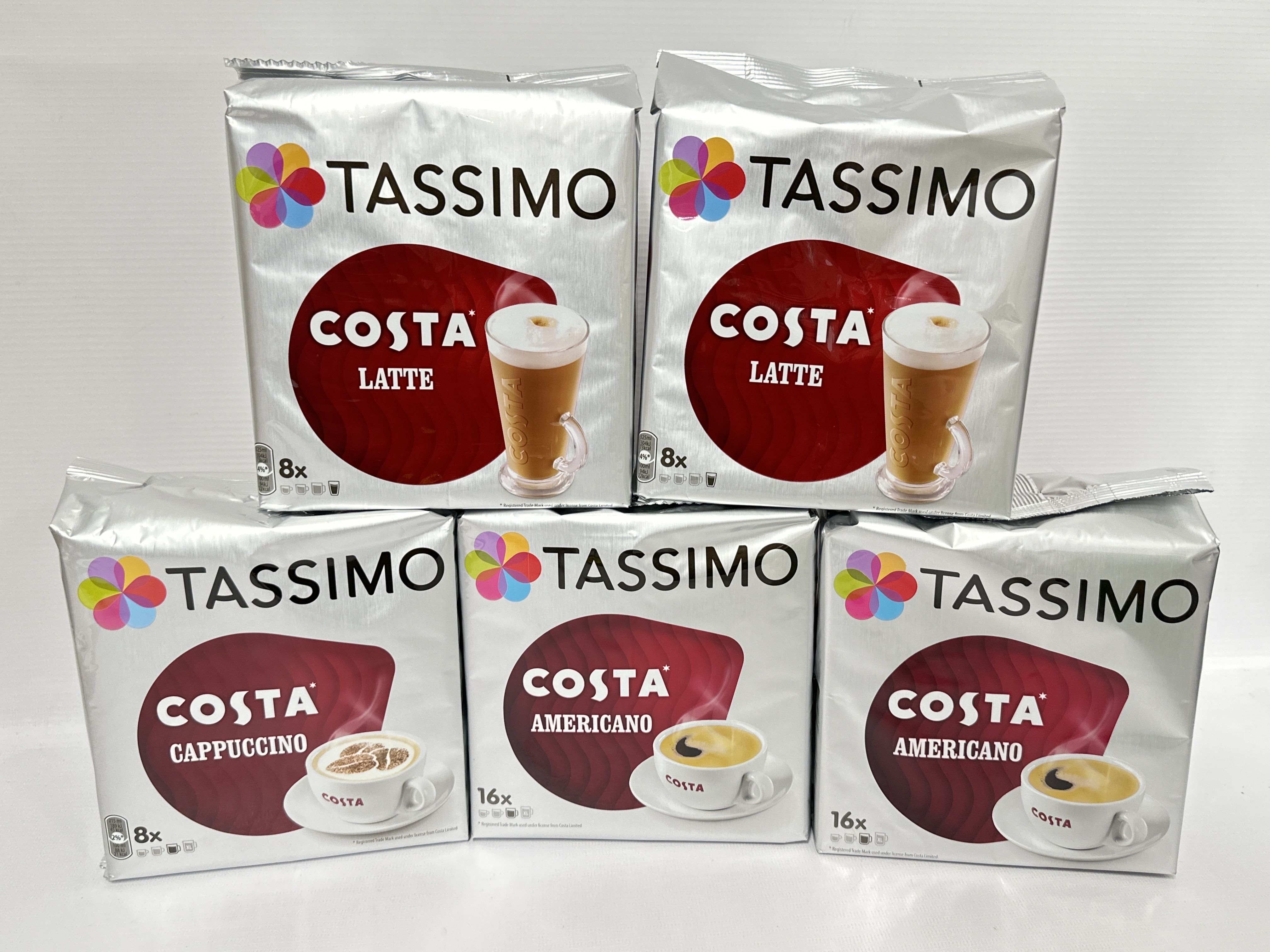 TASSIMO PODS / CAPSULES PACKS: COFFEE, LATTE, HOT CHOCOLATE, CAPPUCCINO,  COSTA