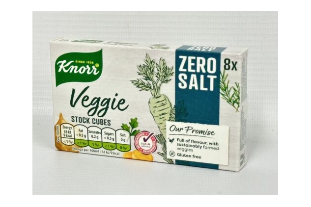 Knorr Stock Cubes Vegetable Flavour Zero Salt 3 X 8 Pack = 24 Total Veggie Vegan