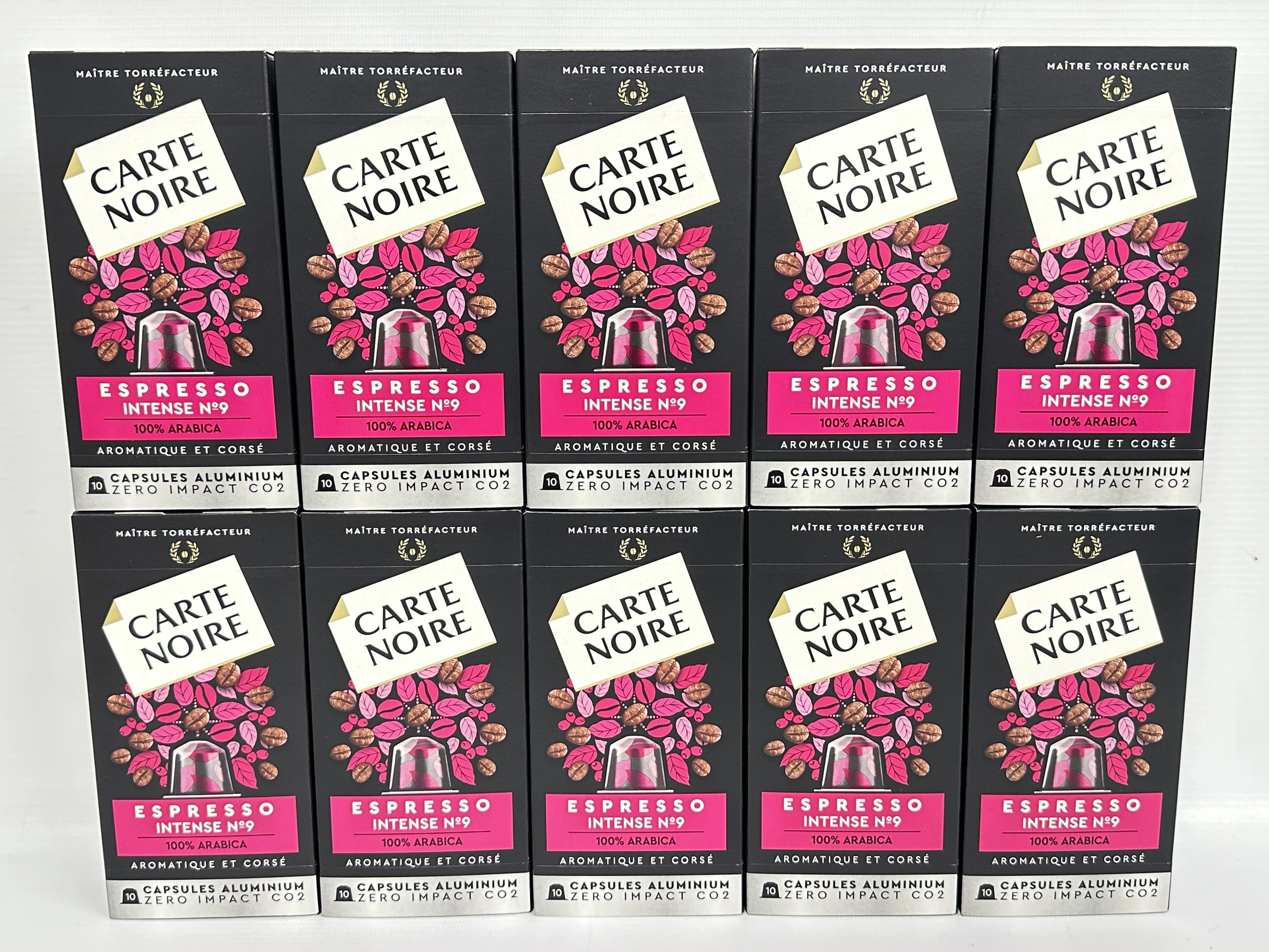 Carte Noire, Espresso Intense, 100 Aluminium Capsules Compatible with  Nespresso Original Coffee Machines, with Dried Fruit and Chocolate Notes,  100% Arabica, Intensity 9/10, Zero CO2 Impact, 10 Packs