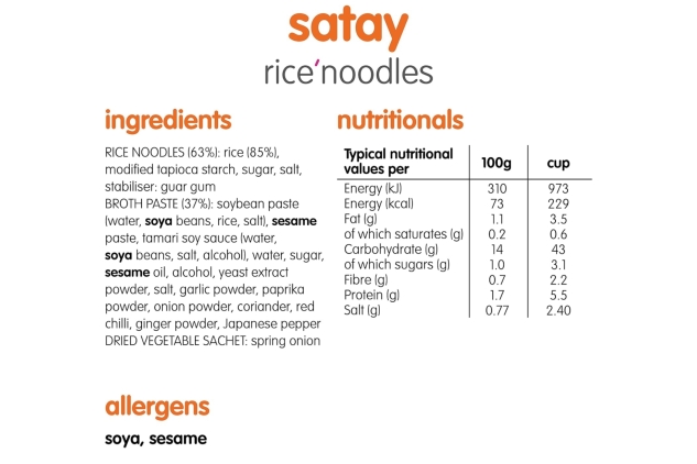 Itsu Satay Flavour Rice Noodles | Instant Rice Noodles Multipack Cup | (Pack of 6) | Gluten-Free & Vegan