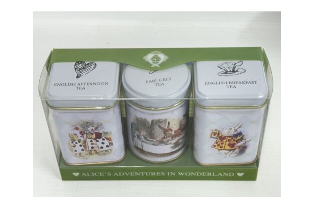 English Teas | Alice in Wonderland 3 X 2 Mini Tea Tin Gift Pack with Assorted Loose Leaf Tea