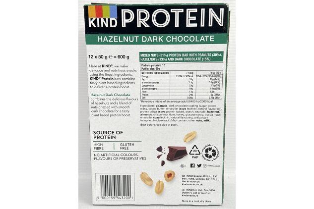 KIND Hazelnut Dark Chocolate Protein bar 12 X 50g Full Case | Best Before Date 02/07/2024
