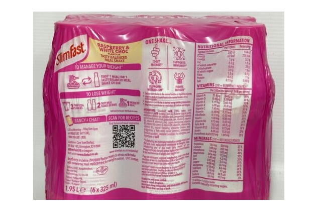 SlimFast Meal Replacement Ready To Drink Shake Raspberry & White Choc 24 X 325ml