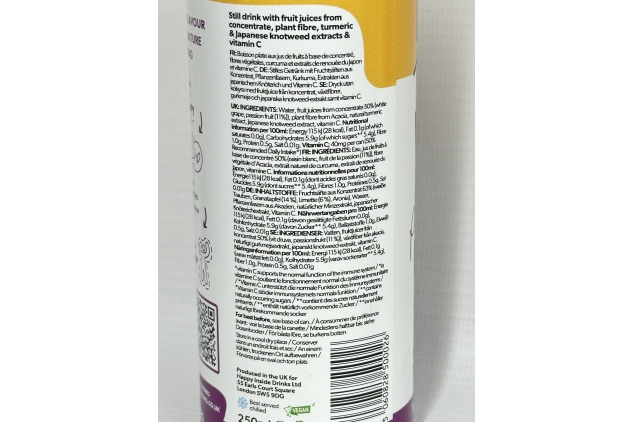 Happy Inside Gut Health Drink, Prebiotic, Natural Ingredients, No Fizz, Vegan, No Added Sugar, High Fibre, Immunity, Passion Fruit + Turmeric Flavour, 250 ml (Pack Of 12)