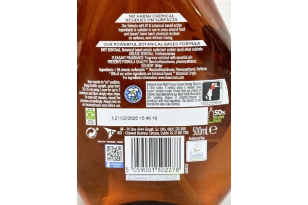 Botanical Origin | Multi-Purpose Surface Cleaner | Orange Blossom & Citrus | Trigger Spray Bottles 6 X 500ml