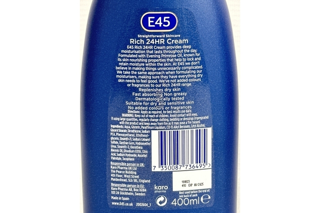 E45 Rich Cream 400 ml – E45 Cream with Evening Primrose Oil – Body Face Hand Cream for Long-Lasting Moisturisation and Soft Skin – Suitable for All Skin Types, even for Dry and Sensitive Skin (Packaging Will Vary)