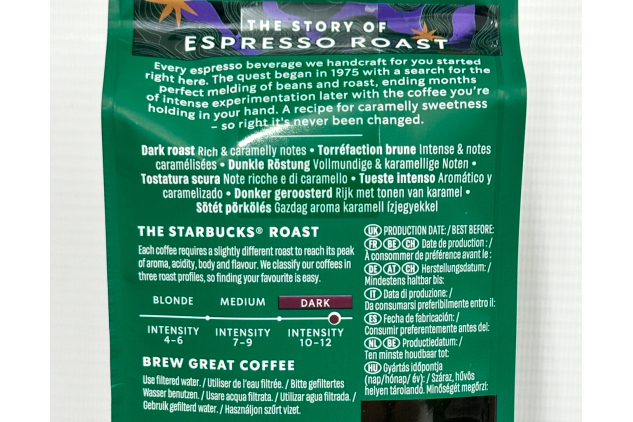 Starbucks Espresso Dark Roast FINELY Ground Coffee 200g Bag (Pack of 6)
