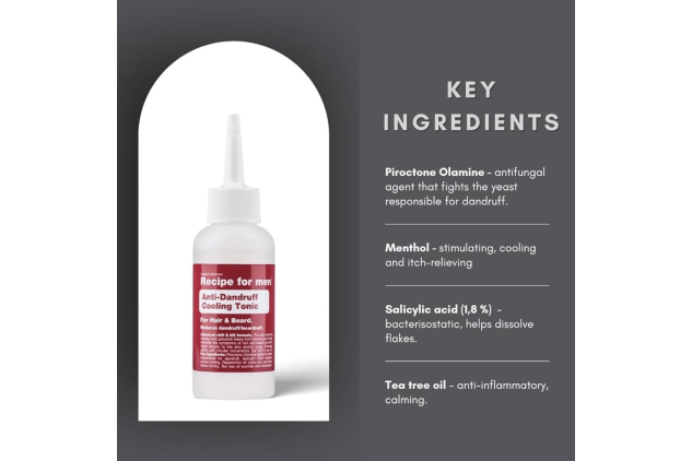 Recipe for Men Anti-Dandruff Cooling Tonic – Leave-In Hair & Beard Treatment | 3 × 100ml