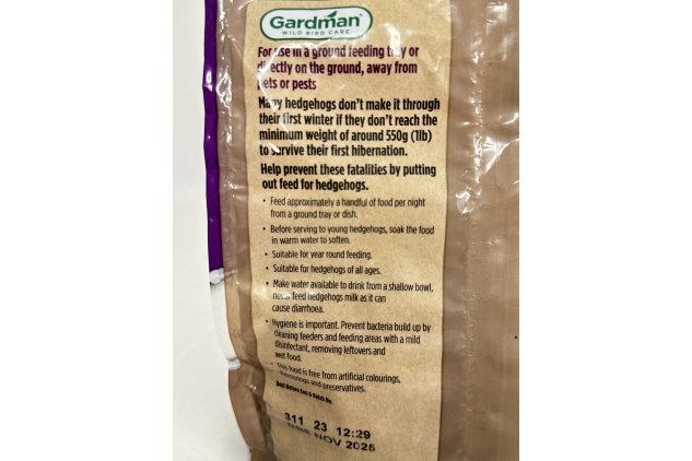Gardman Hedgehog Food – 650g – Nutritious Biscuit Bites for Wild Hedgehogs – High Protein, Balanced Diet for Garden Wildlife Support