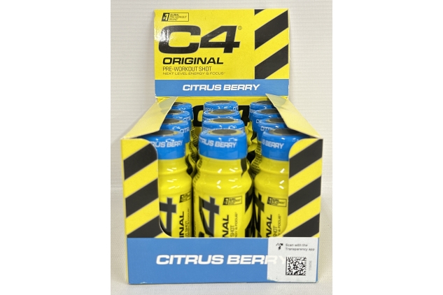 C4 Original Pre-Workout Shot – Sugar-Free Energy Drink | Citrus Berry Flavour | 12 x 60ml | 150mg Caffeine & Amino Acids