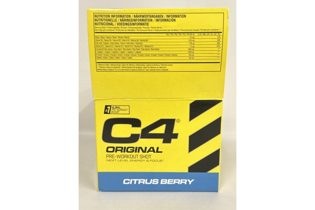 C4 Original Pre-Workout Shot – Sugar-Free Energy Drink | Citrus Berry Flavour | 12 x 60ml | 150mg Caffeine & Amino Acids