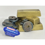 CLASSIC Large Gold Bars & Coins Aquarium Ornament – 240mm | Treasure Chest Decoration