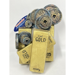 CLASSIC Large Gold Bars & Coins Aquarium Ornament – 240mm | Treasure Chest Decoration