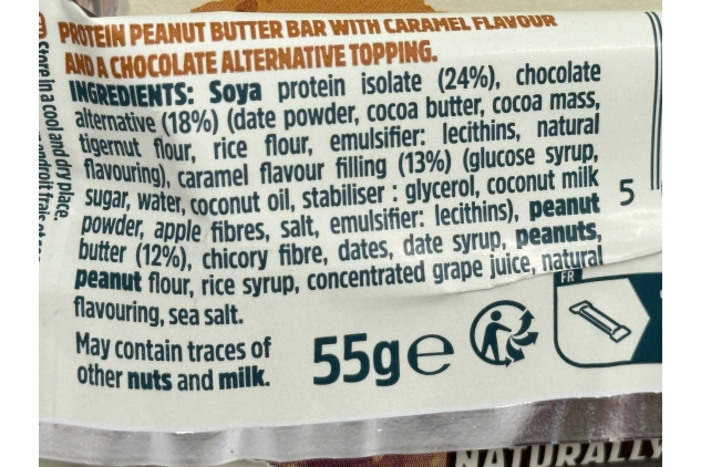 TREK Protein Power Bar Peanut Butter Crunch - Plant Based - Gluten Free - Vegan Snack - 55g X 16 Bars
