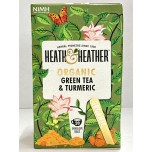 Heath & Heather Organic Green Tea & Turmeric 20 Envelope Bags, 40g